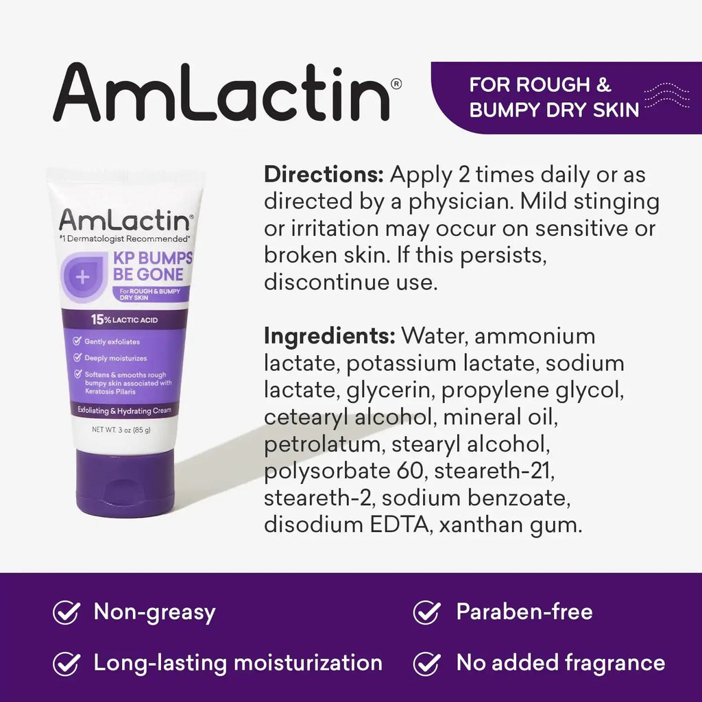 AmLactin KP Bumps Be Gone Moisturizing Cream - Made For Rough and Bumpy Skin