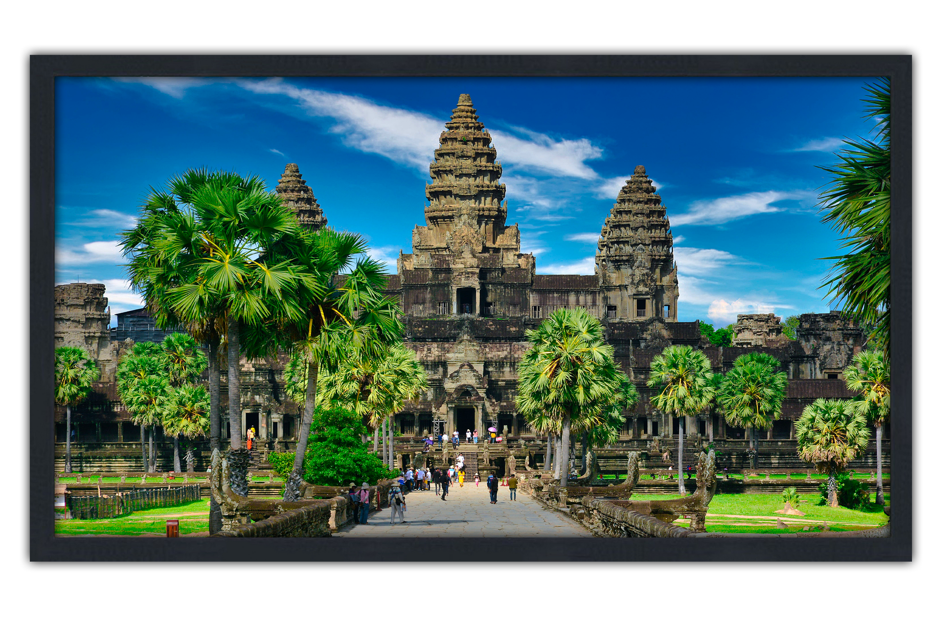 Professionally Framed Angkor Wat Cambodia Skyline High-Resolution Panoramic Photo 12x22 Wall Art