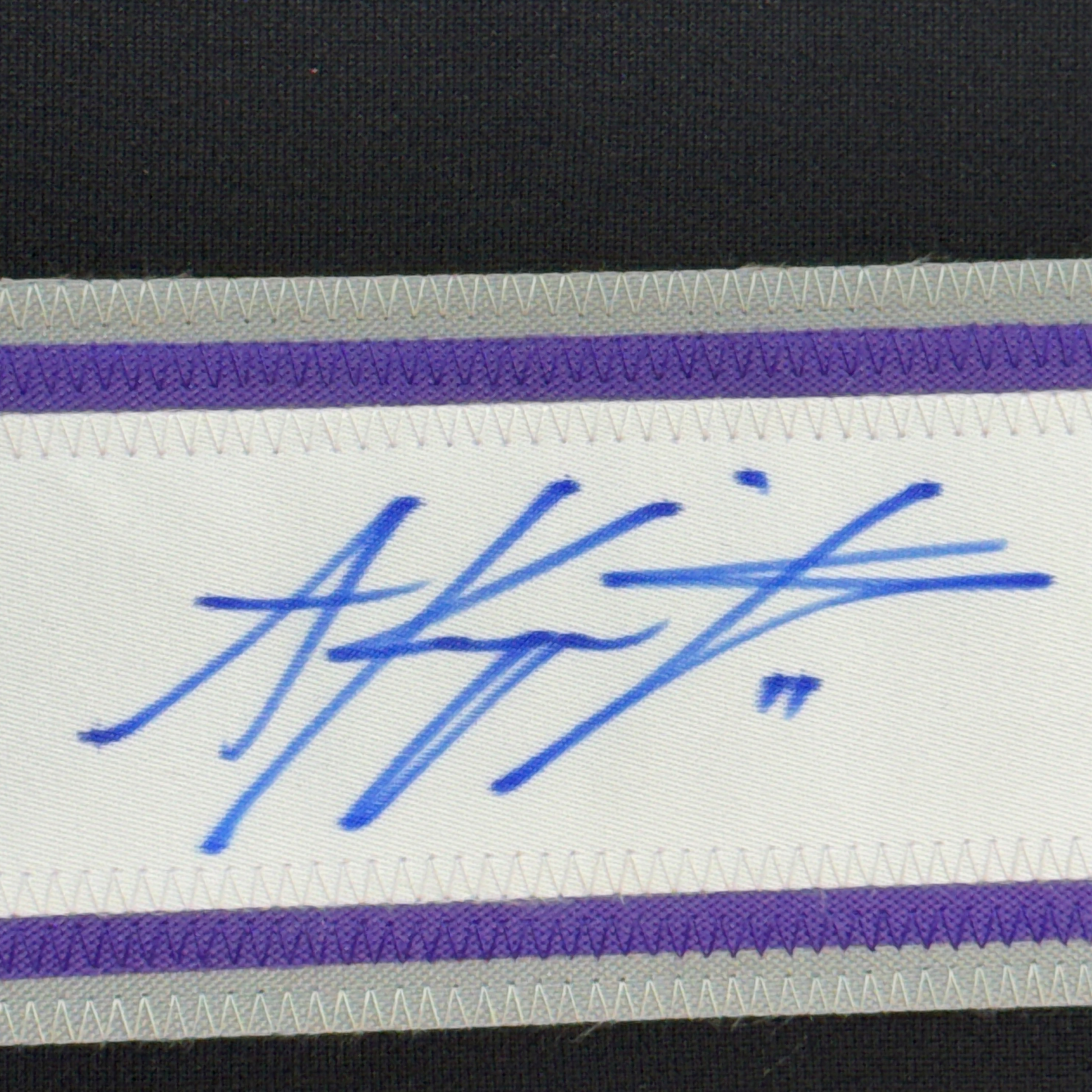 Framed Autographed/Signed Anze Kopitar 35x39 Los Angeles LA Black Hockey Jersey Beckett BAS COA #2