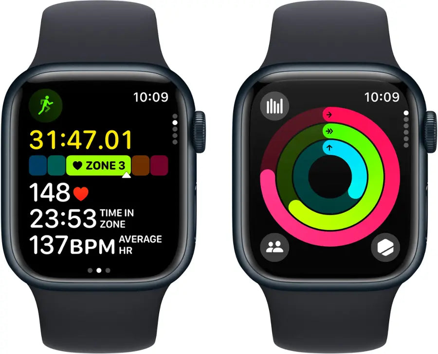 Apple Watch Series 9 (2023) – 41mm GPS Wi-Fi – Aluminum Case with Black Sport Band