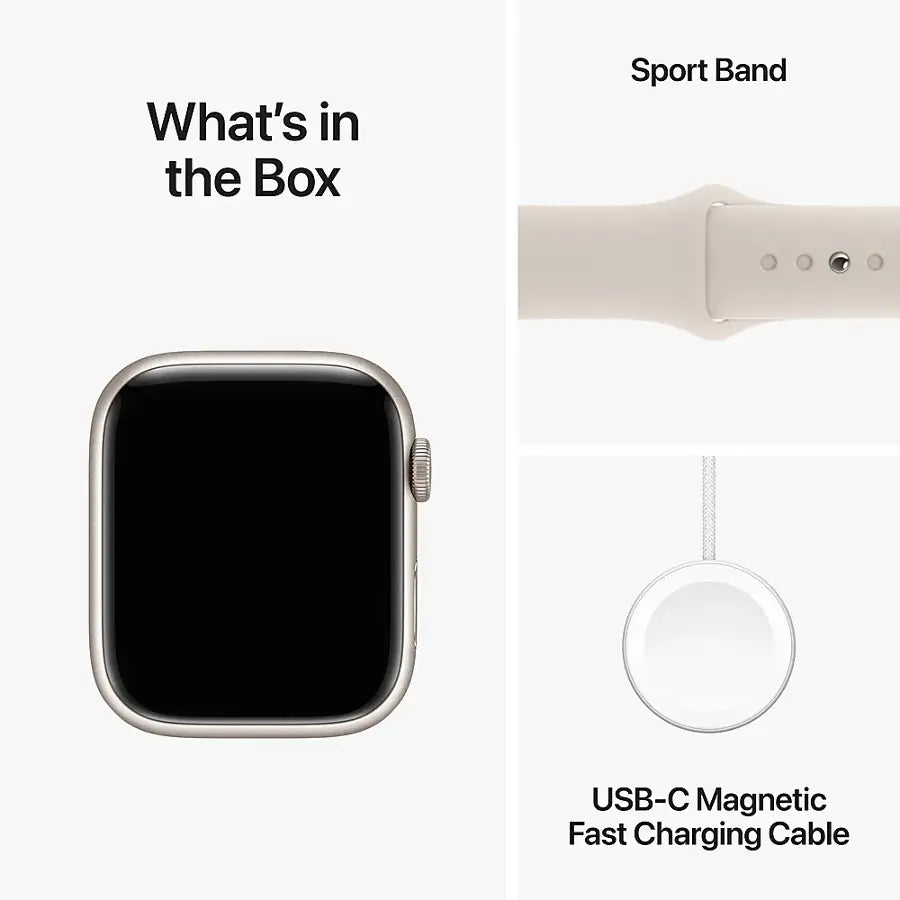 Apple Watch Series 9 (2023) – 45mm GPS Wi-Fi – Aluminum Case with Black Sport Band
