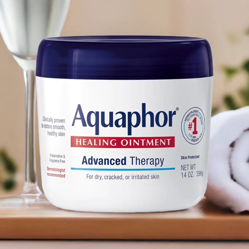Aquaphor Healing Ointment – Advanced Therapy for Dry Skin, Cracks, & Minor Wounds (14 Oz Jar)