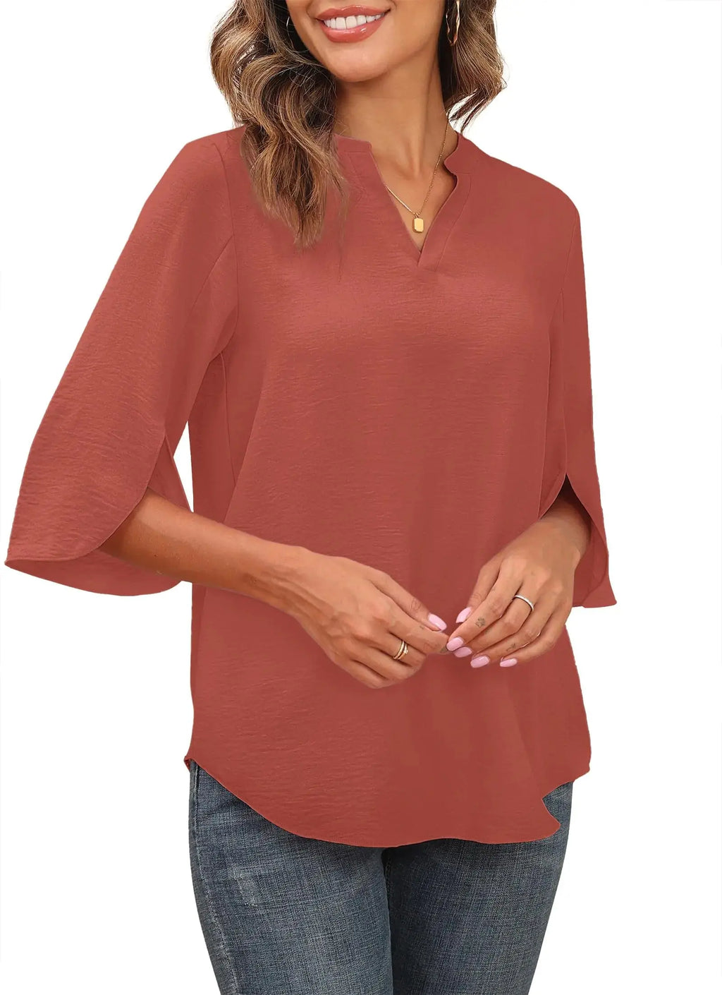Askyes Women's 2024 Summer Chiffon Blouses - Short Sleeve V Neck T-shirts