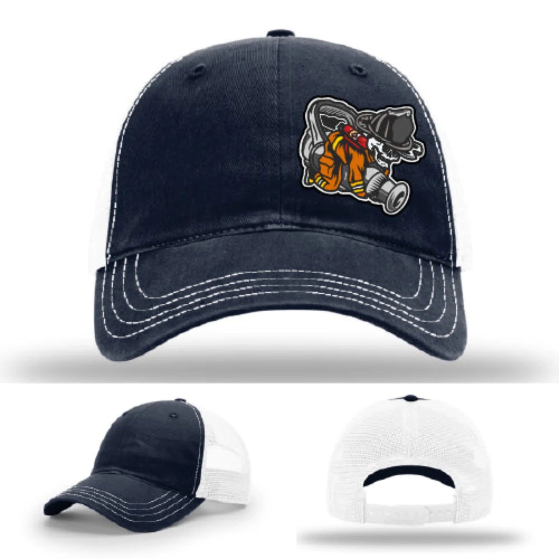 Straight Stream Psycho Firefighter Leather Patch Hat