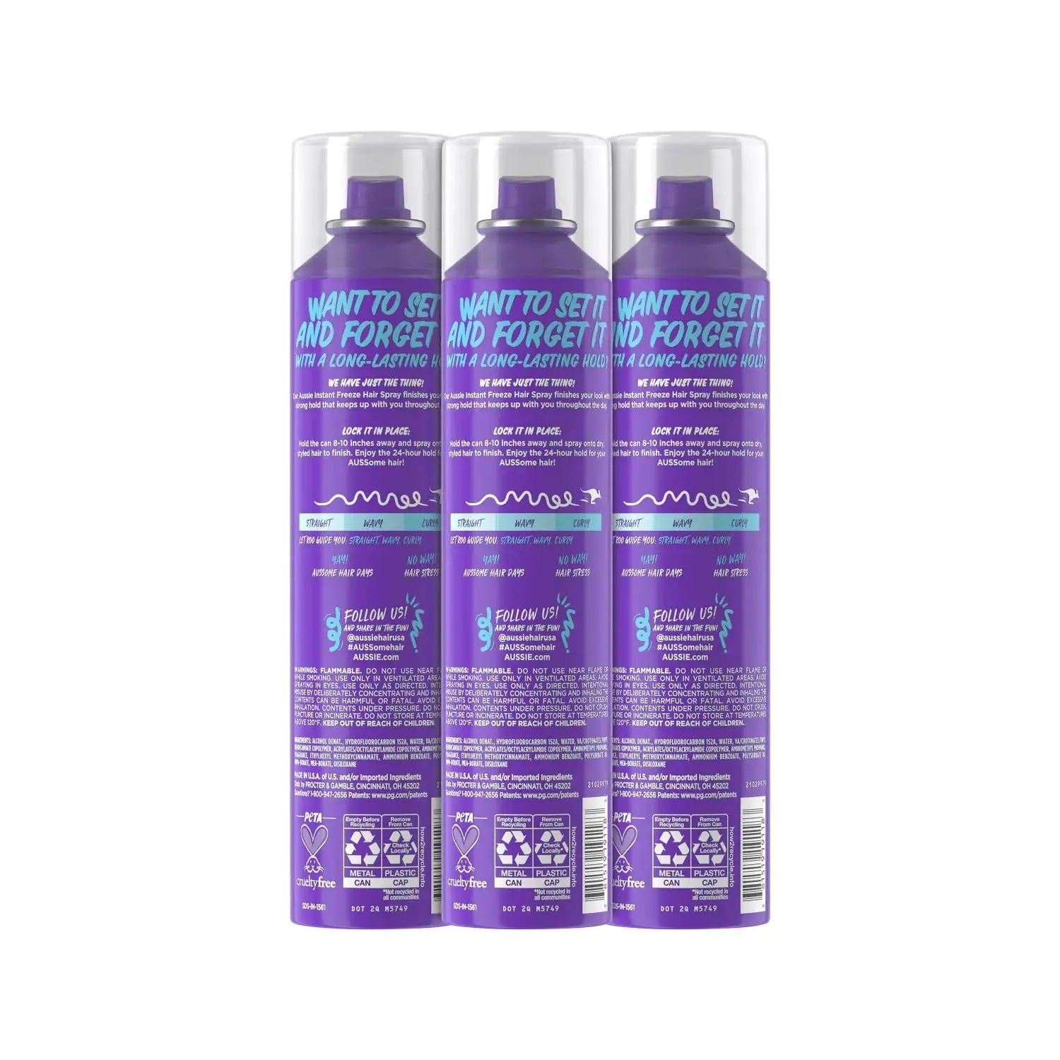 Aussie Instant Freeze Hair Spray - Infused with Jojoba Oil & Sea Kelp