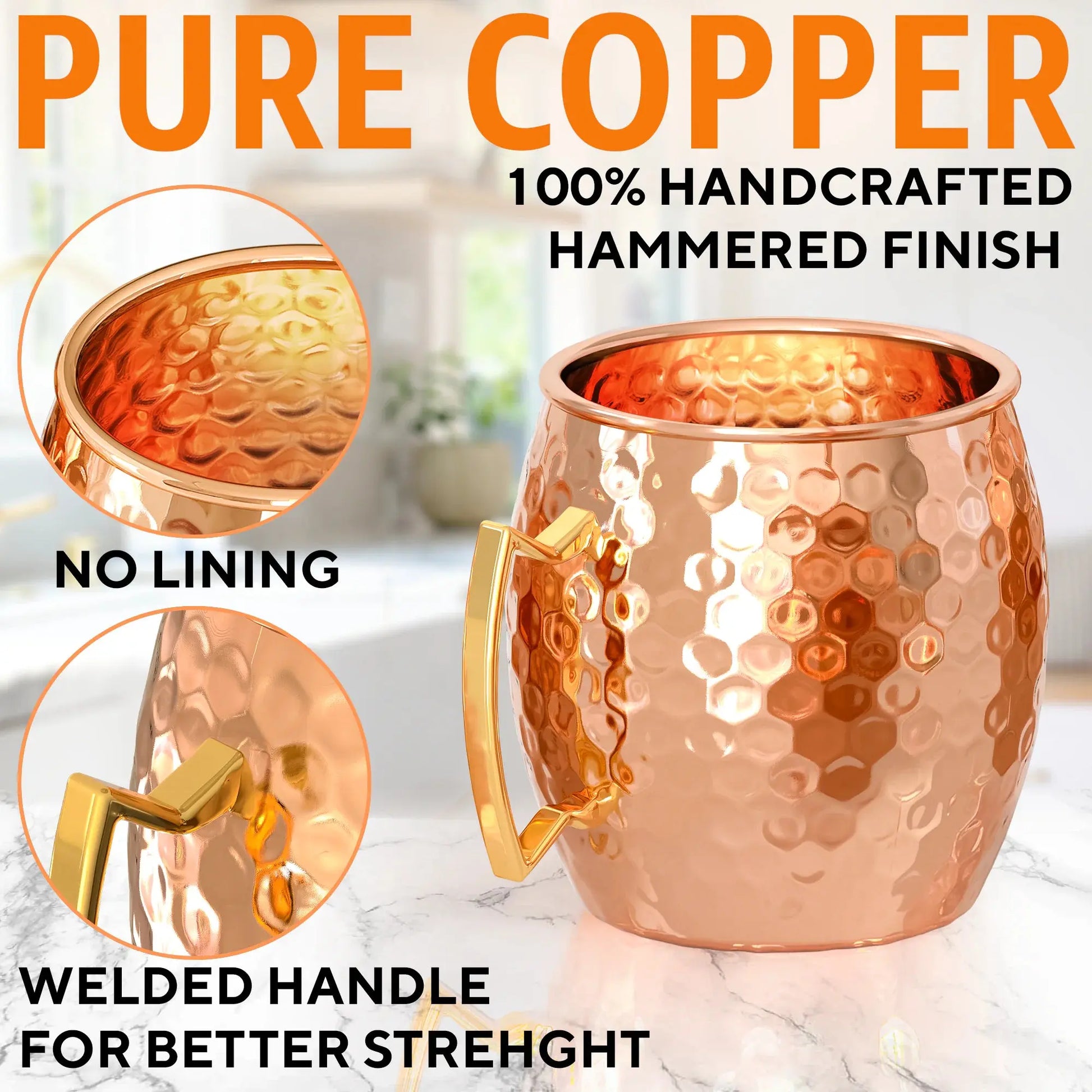Authentic Moscow Mule Copper Mug Kit - 4 pcs with Extras
