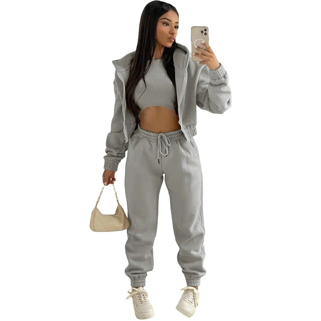 Autumn Trouser Set - Sweatshirt, Trousers, & Sporty Hoodie