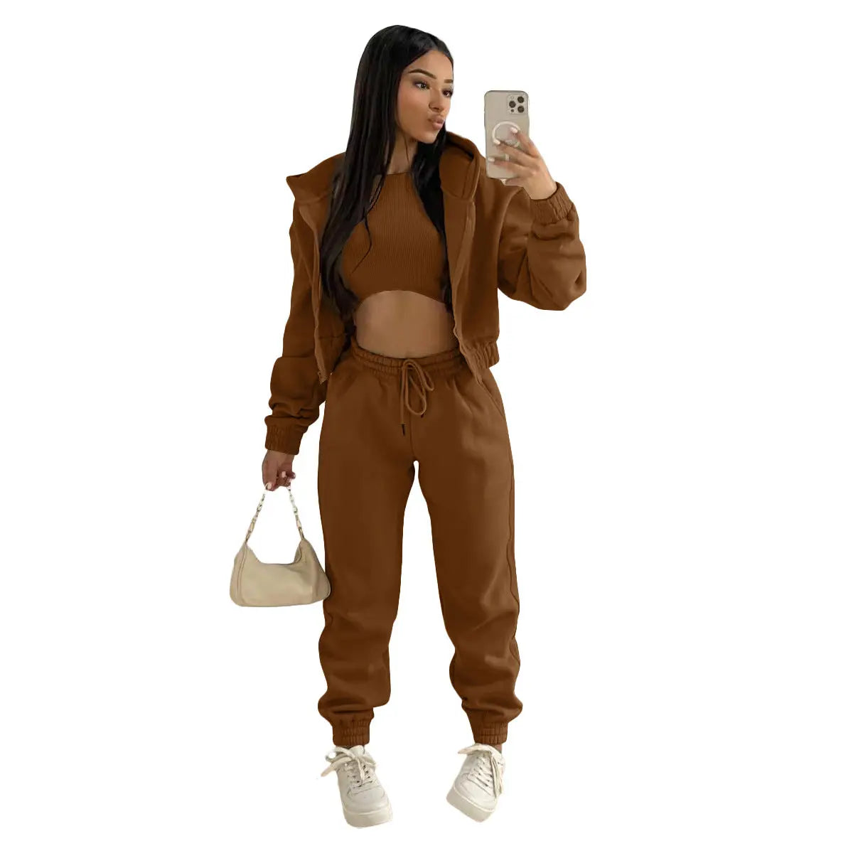 Autumn Trouser Set - Sweatshirt, Trousers, & Sporty Hoodie
