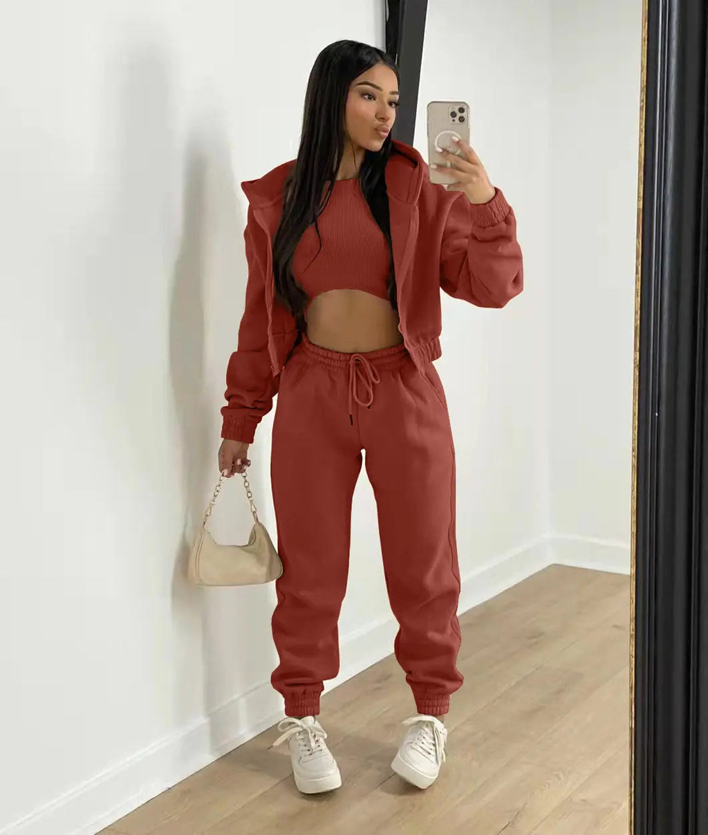 Autumn Trouser Set - Sweatshirt, Trousers, & Sporty Hoodie