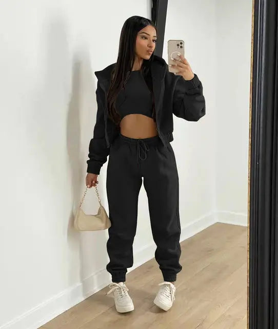 Autumn Trouser Set - Sweatshirt, Trousers, & Sporty Hoodie