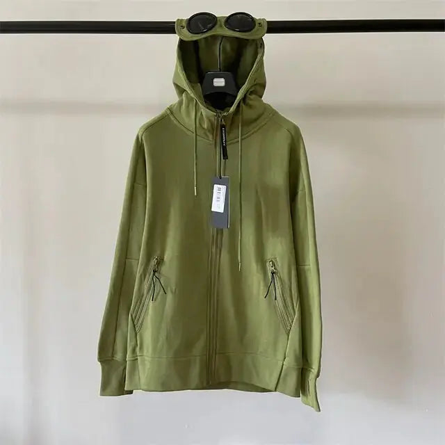 Autumn and Winter Lens Decoration Goggles Hoodie Zip for Men