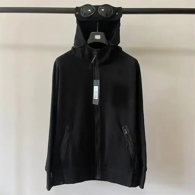 Autumn and Winter Lens Decoration Goggles Hoodie Zip for Men