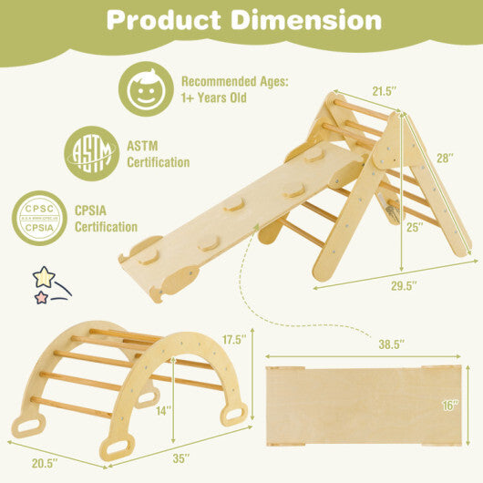 7-in-1 Pikler Triangle Set with 6-Piece Foam Blocks for Toddlers Indoor Playground