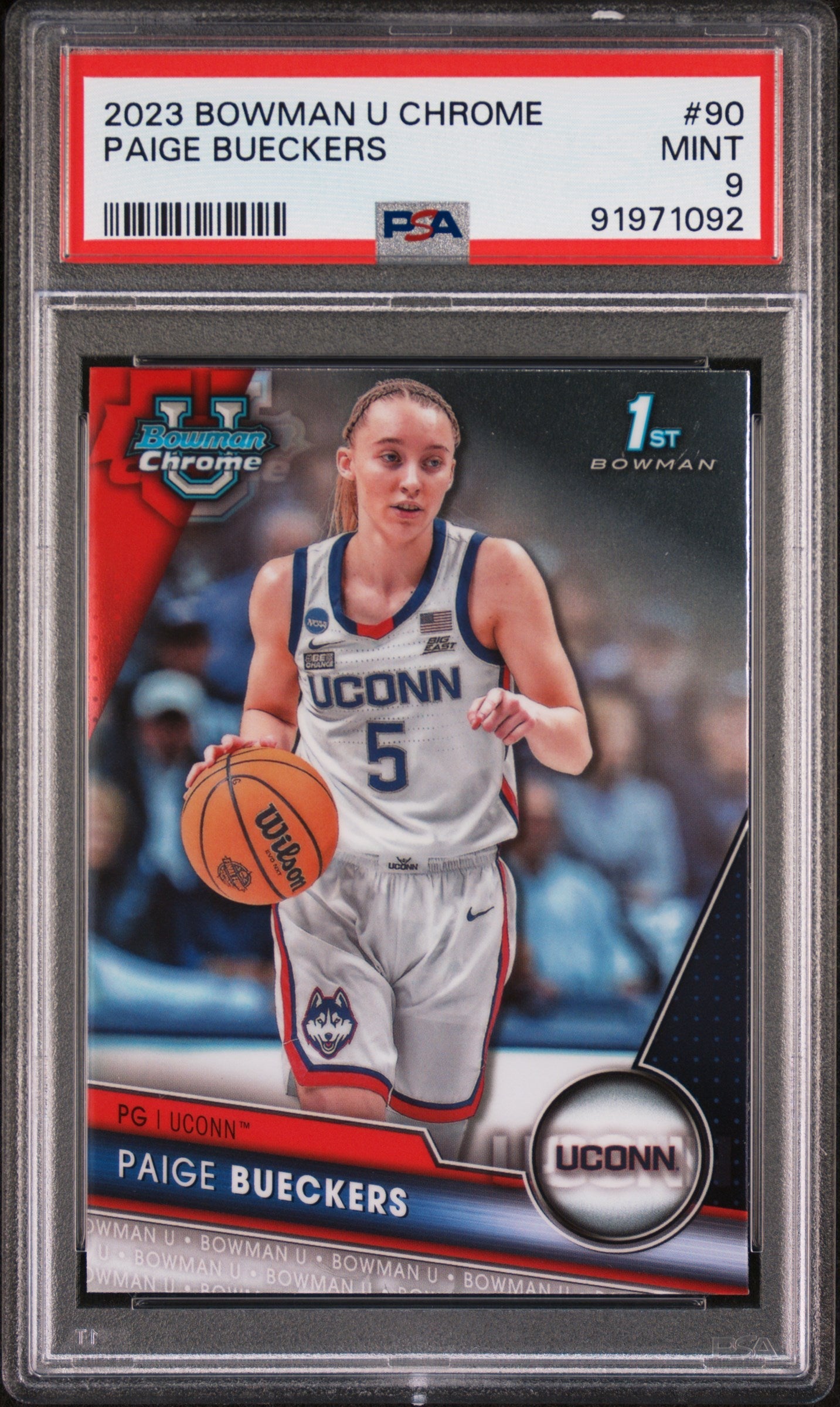 Graded 2023 Topps Bowman U Chrome Paige Bueckers #90 Rookie RC Basketball Card PSA 9 Mint