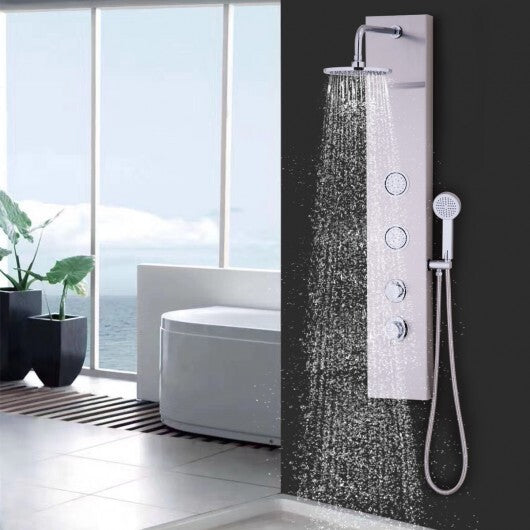 47 Inch Stainless Shower Panel with Massage Jets Hand Shower?
