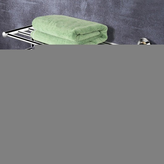 24 Inch Wall Mounted Stainless Steel Towel Storage Rack with 2 Storage Tier