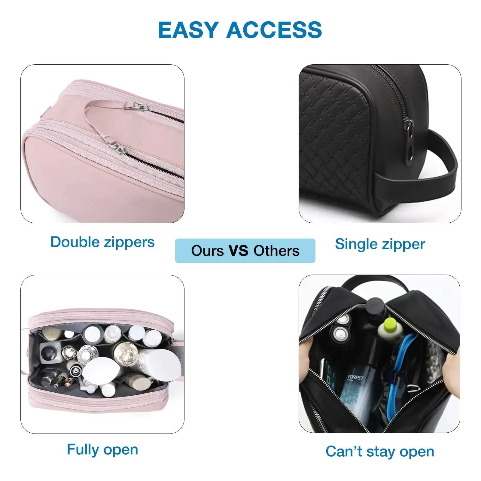BAGSMART Pink Toiletry Bag – Stylish Travel Organizer for Women