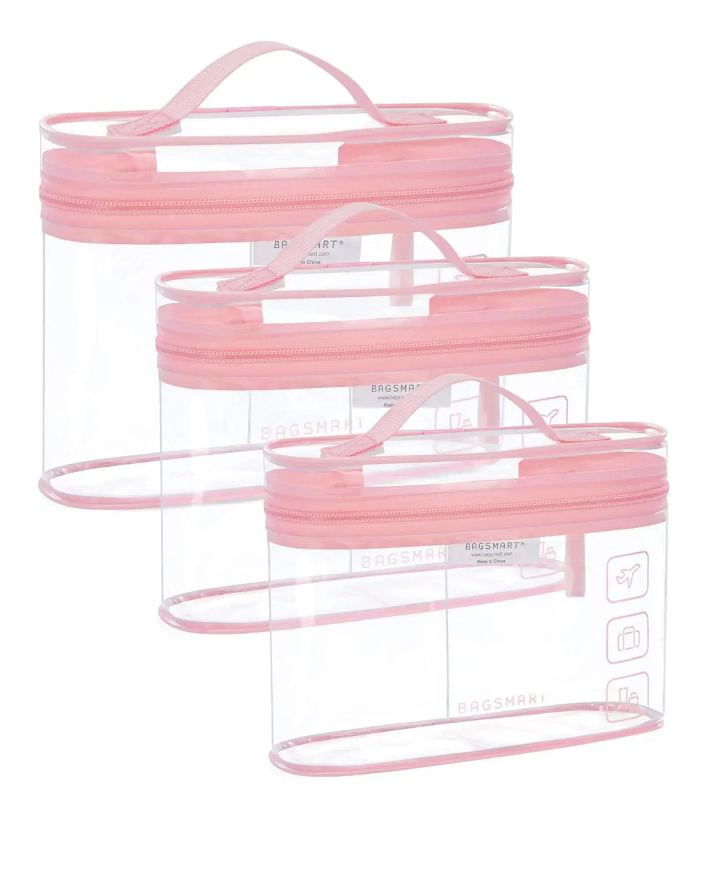 BAGSMART TSA Approved Toiletry Bag - 3-Pack Clear Travel Cosmetic Organizer