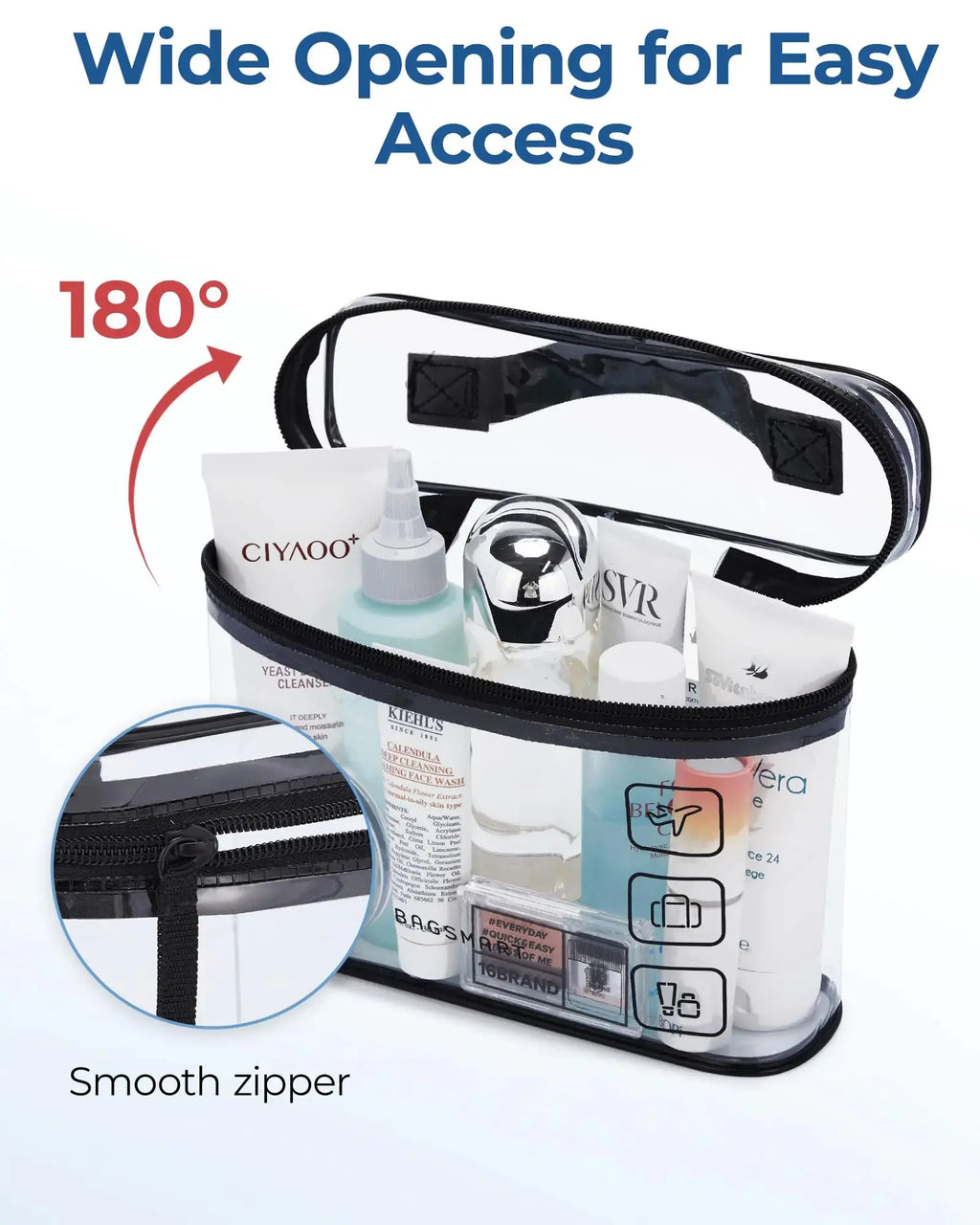 BAGSMART TSA Approved Toiletry Bag - 3-Pack Clear Travel Cosmetic Organizer