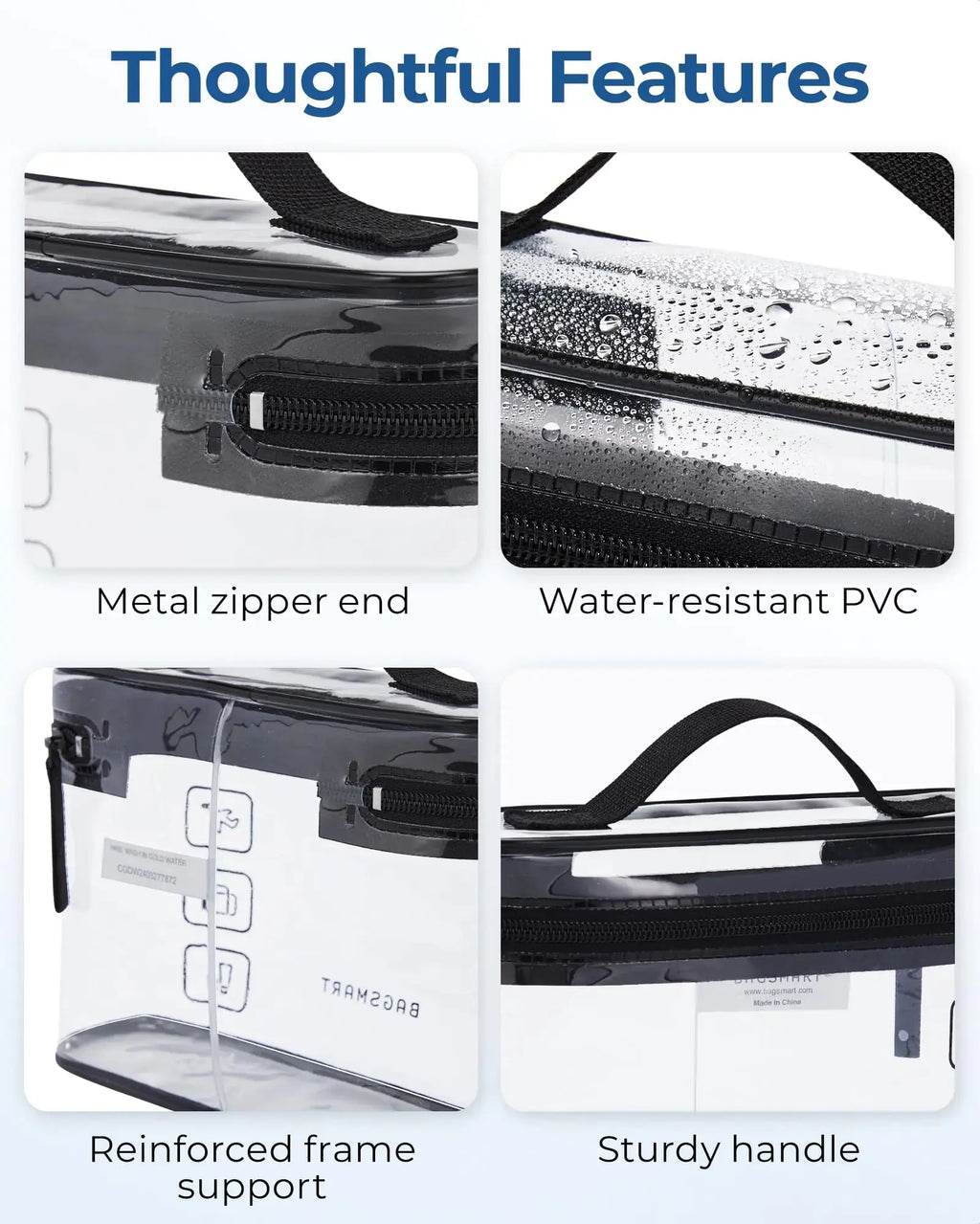 BAGSMART TSA Approved Toiletry Bag - 3-Pack Clear Travel Cosmetic Organizer