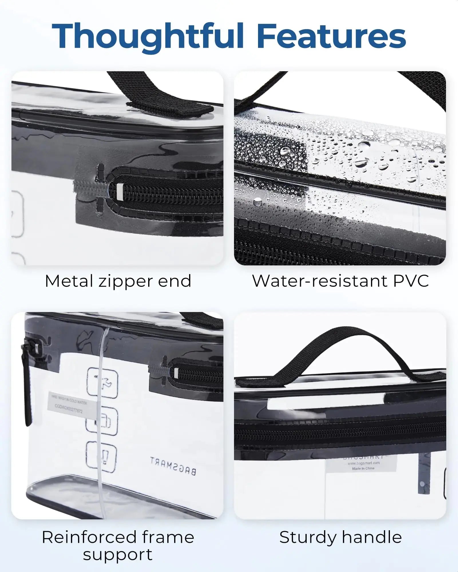 BAGSMART TSA Approved Toiletry Bag - 3-Pack Clear Travel Cosmetic Organizer