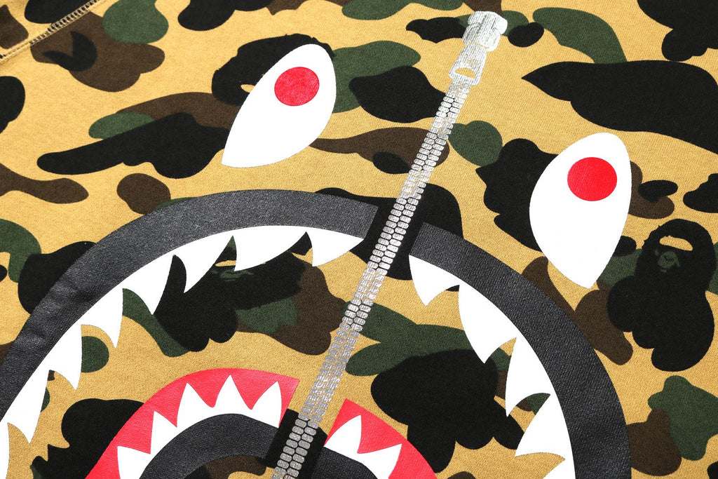 BAPE 1st Camo Printed Zip Shark Crewneck Yellow