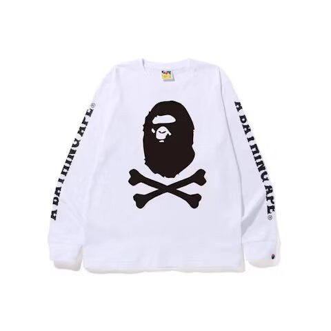BAPE A Bathing Ape Crossbone L/S Tee White