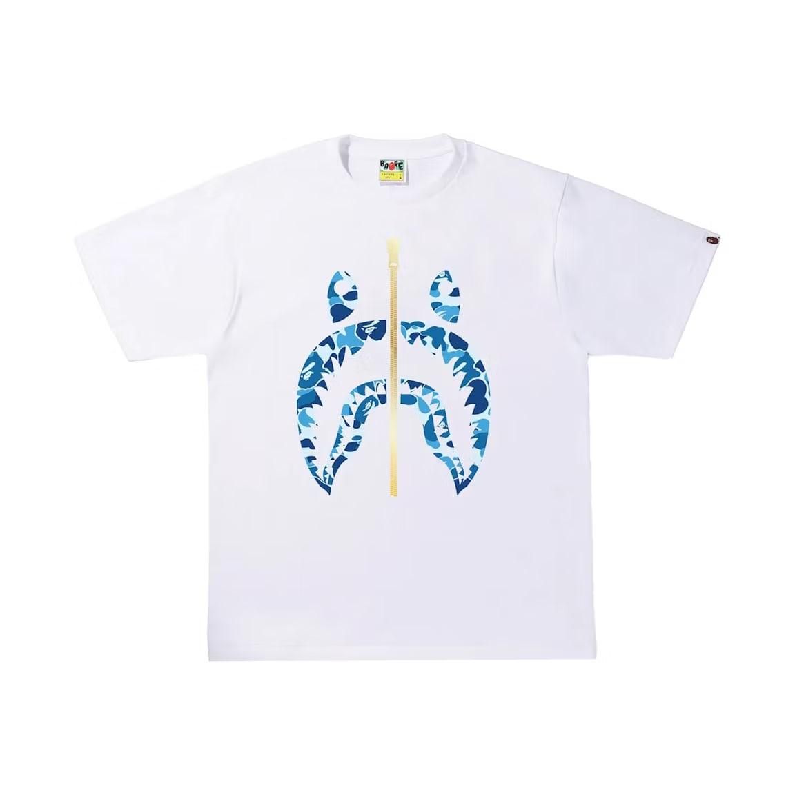 BAPE ABC Camo Gold Zip Shark Tee White/Blue