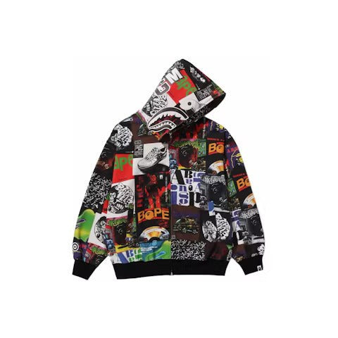 BAPE Album Monogram Shark Hoodie Multicolor