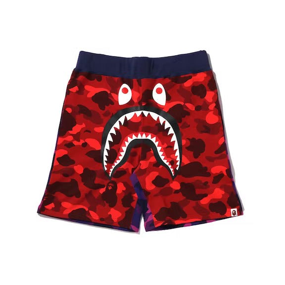 BAPE Crazy Camo Shark Sweat Shorts Red