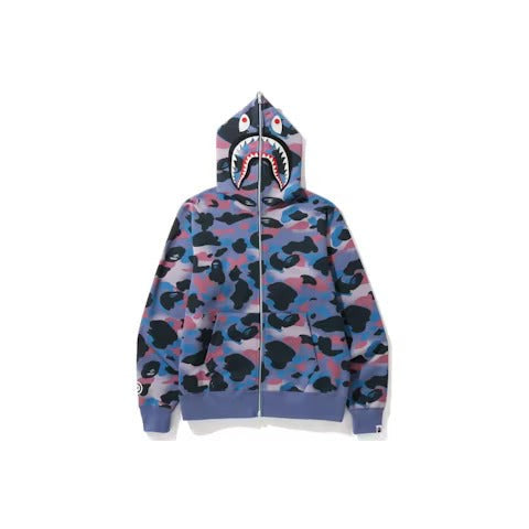 BAPE Grid Camo Shark Full Zip Hoodie Purple