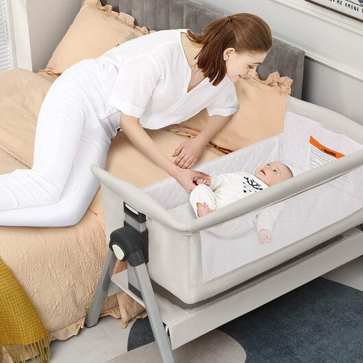 Portable Baby Bedside Sleeper with Adjustable Heights and Angle-Gray
