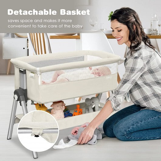 Portable Baby Bedside Sleeper with Adjustable Heights and Angle-Gray
