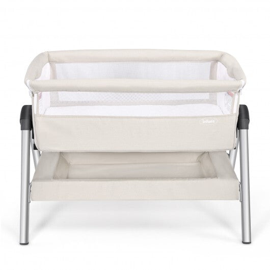 Portable Baby Bedside Sleeper with Adjustable Heights and Angle-Gray