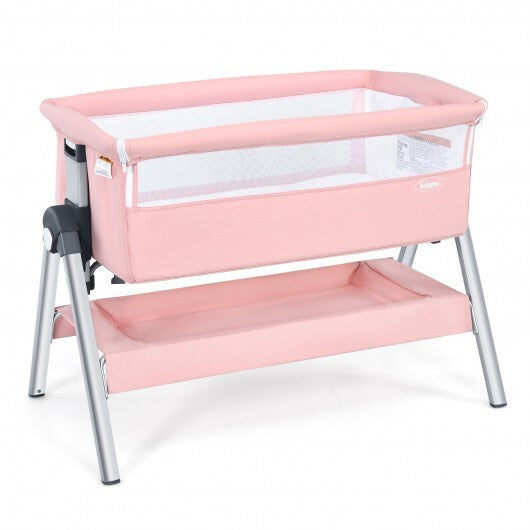Portable Baby Bedside Sleeper with Adjustable Heights and Angle-Gray