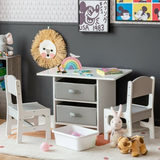Kids?Table?and?2?Chairs?Set Removable?Storage?Drawers