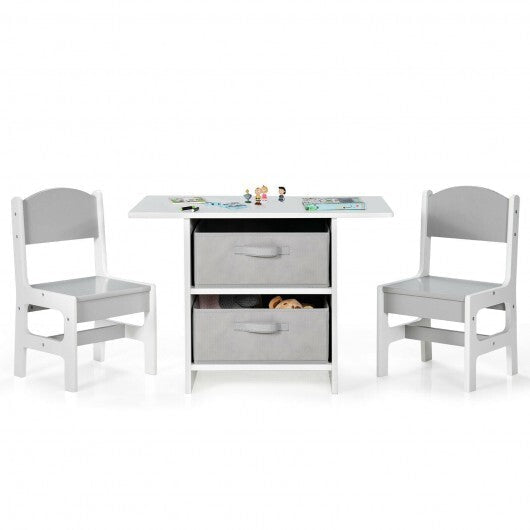 Kids?Table?and?2?Chairs?Set Removable?Storage?Drawers