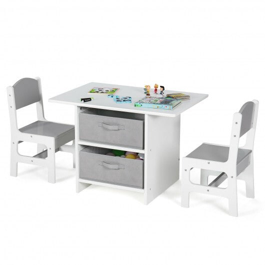 Kids?Table?and?2?Chairs?Set Removable?Storage?Drawers