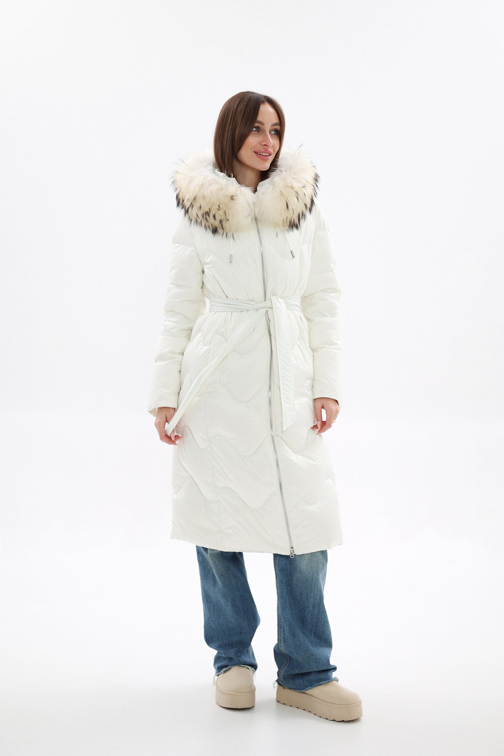 Genuine Fur Trim Down Fill Coat