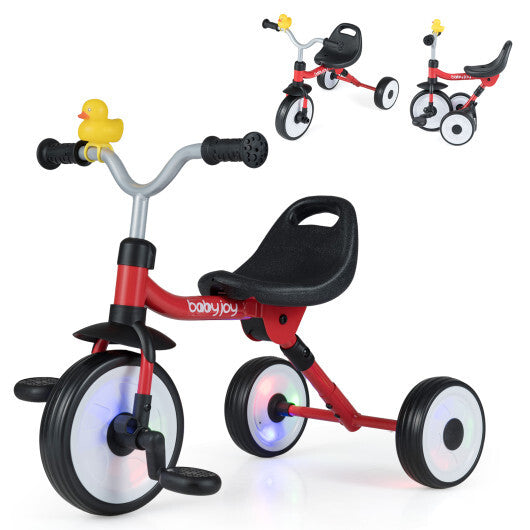 Toddler Tricycle with 3-Position Seat and Storage Basket for Kids-Green