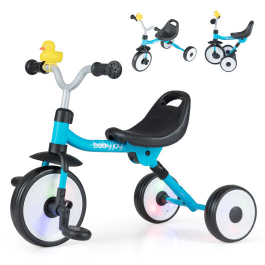 Toddler Tricycle with 3-Position Seat and Storage Basket for Kids-Green