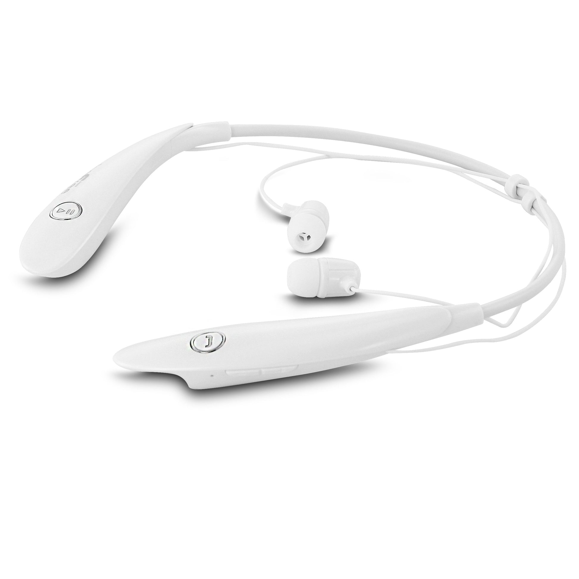 beFree Sound Bluetooth Wireless Active Earbud Headphones in White with Microphone