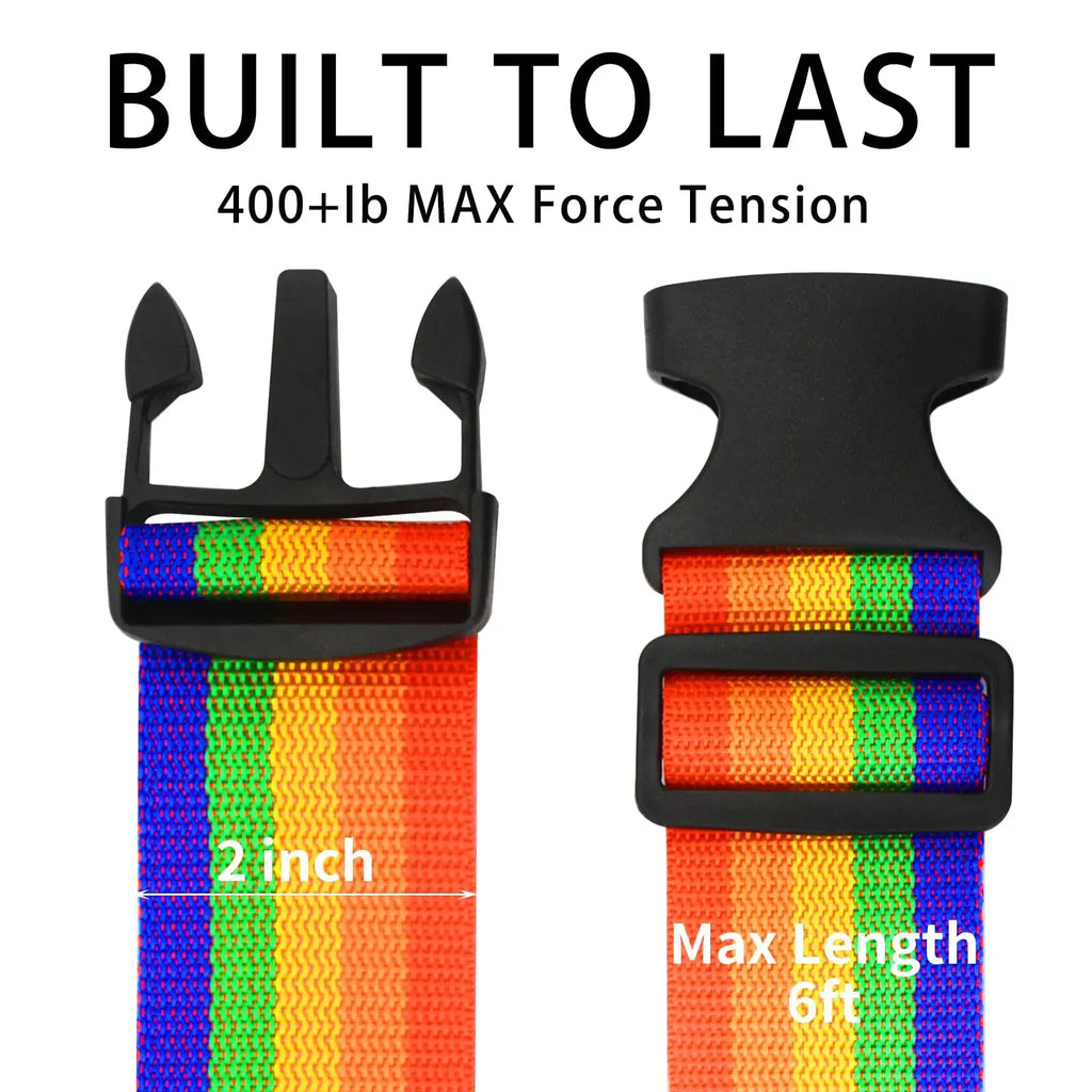 BILIONE 4 Pack TSA Approved Luggage Straps - Secure & Vibrant Rainbow Travel Belts