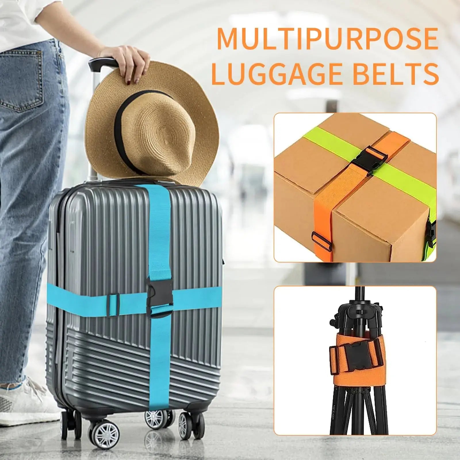 BILIONE 4 Pack TSA Approved Luggage Straps - Secure & Vibrant Rainbow Travel Belts