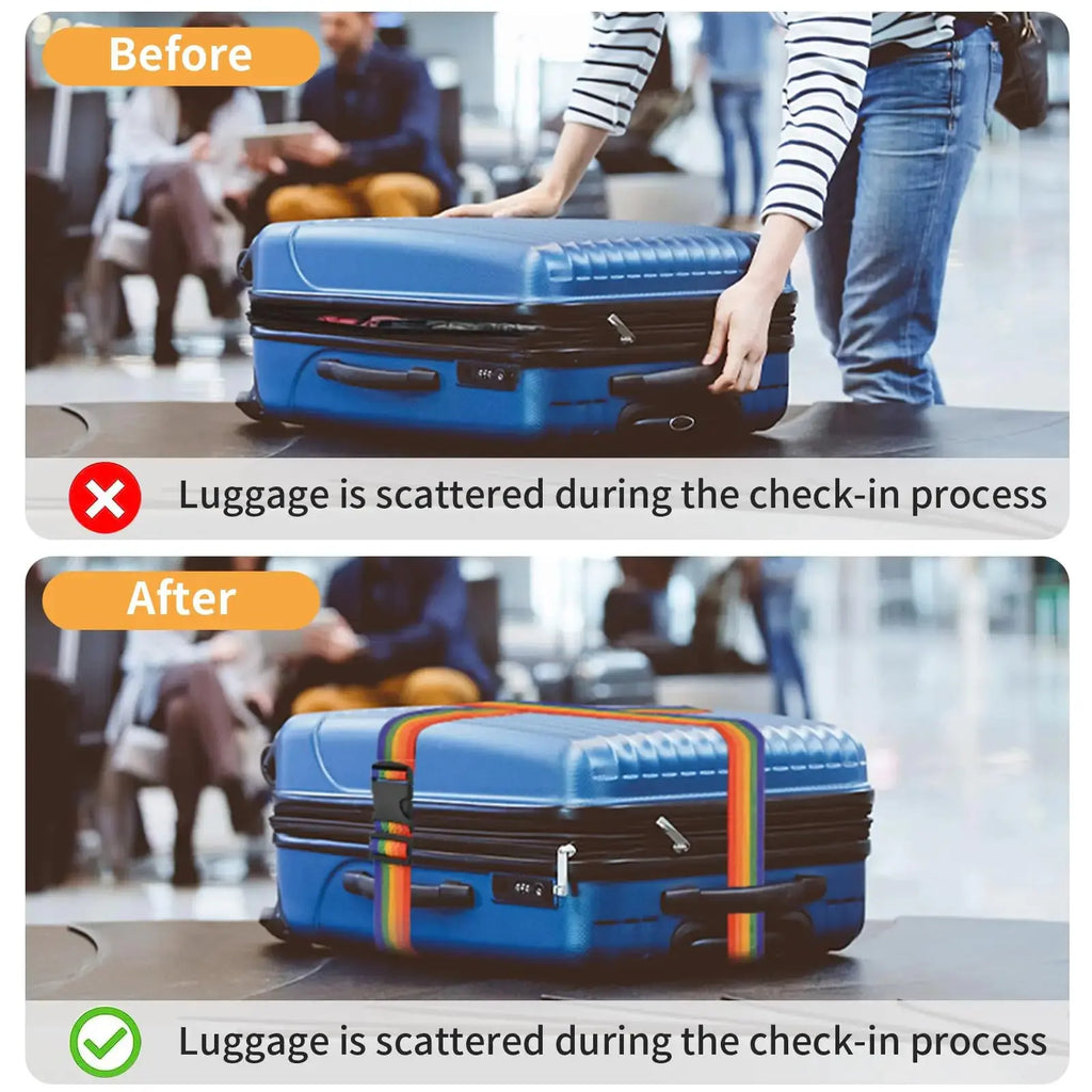 BILIONE 4 Pack TSA Approved Luggage Straps - Secure & Vibrant Rainbow Travel Belts
