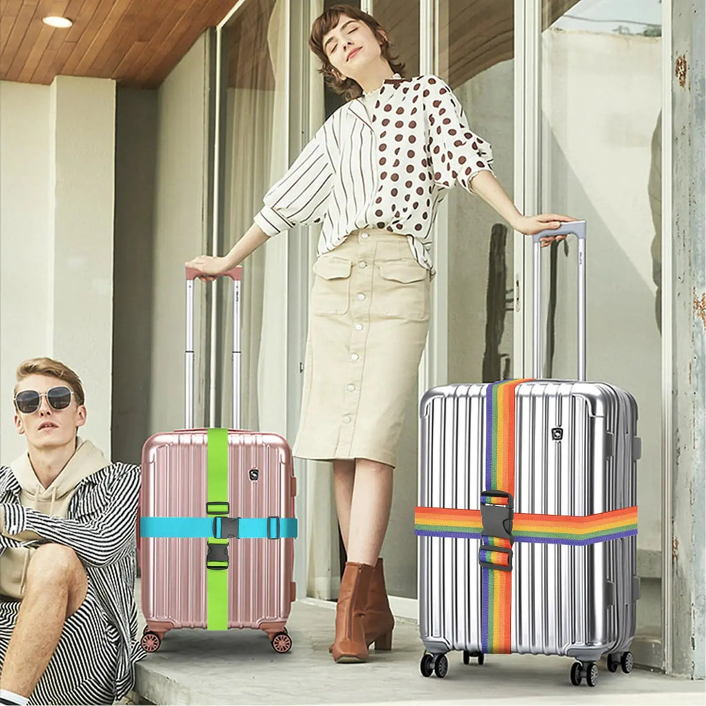 BILIONE 4 Pack TSA Approved Luggage Straps - Secure & Vibrant Rainbow Travel Belts