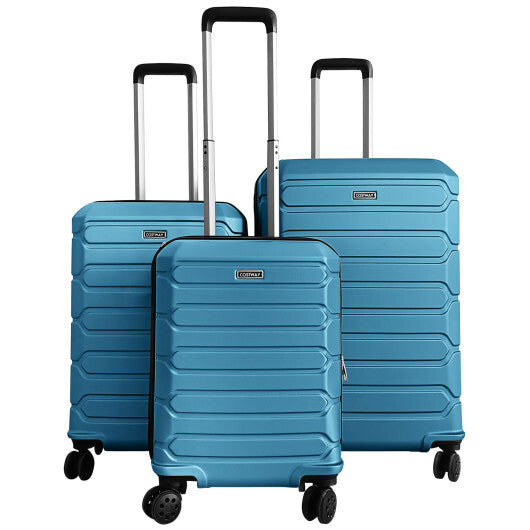 3-Piece Hardside Luggage Set Lightweight Hardside Suitcases with 8-Spinner Wheels-Blue