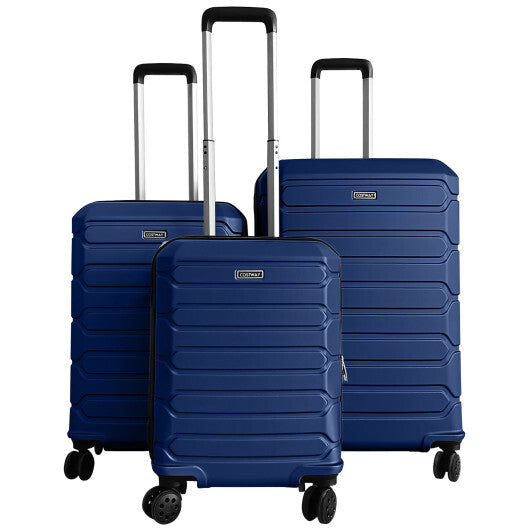3-Piece Hardside Luggage Set Lightweight Hardside Suitcases with 8-Spinner Wheels-Blue