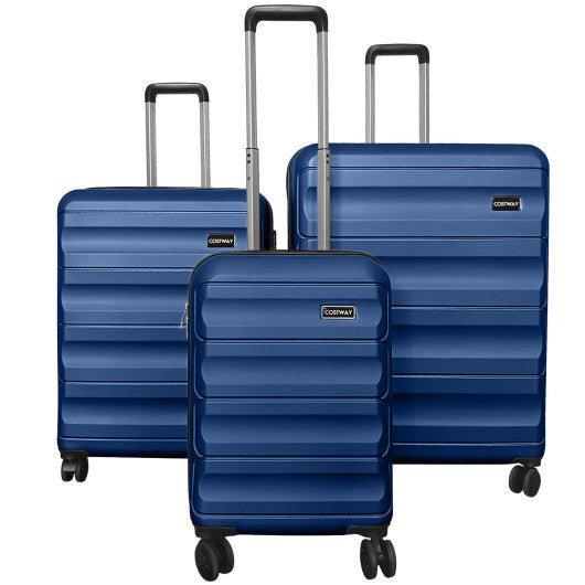 3-Piece Hardside Luggage Set 20/24/28 Inch Lightweight Hardside Suitcases-Gray