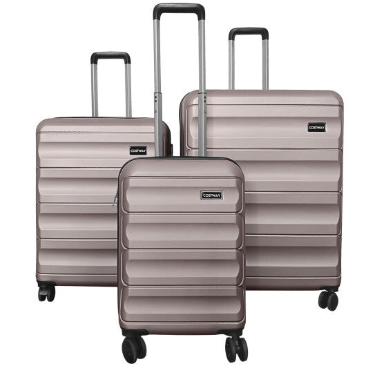 3-Piece Hardside Luggage Set 20/24/28 Inch Lightweight Hardside Suitcases-Gray